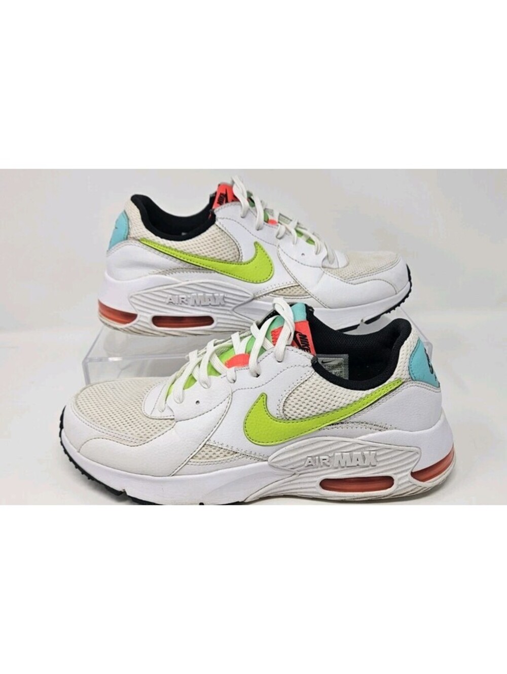 Nike Air Max Excee White Volt Teal Orange Womens Lifestyle Sneakers Size 10 Used